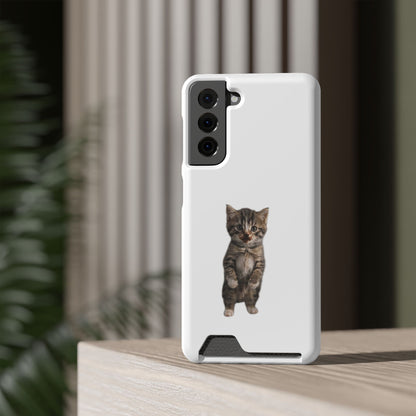 Cute Standing Kitten Phone Case with Card Holder