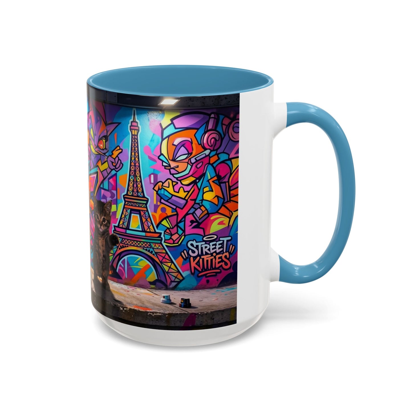 Street Kitties Graffiti Coffee Mug — Colorful Cat Art Accent Mug (11/15oz)