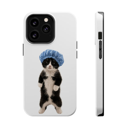 Cute Cat in Shower Cap Magnetic Impact-Resistant Phone Case