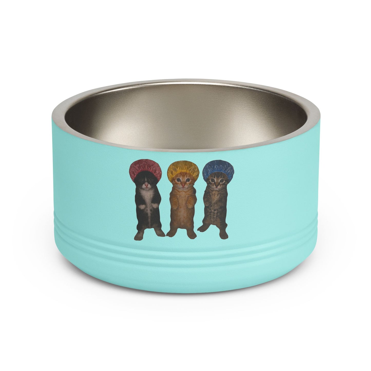 Cute Kittens in Bonnets Trio Pet Bowl Stainless Steel (18oz)