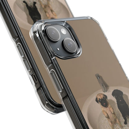 Clear Magnetic Phone Case – Cute Pups in Sink Photo Design