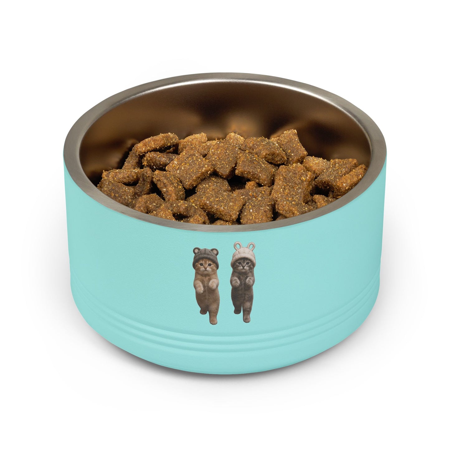 Cute Kittens in Hats Stainless Steel  Pet Bowl  18oz