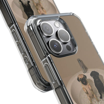 Clear Magnetic Phone Case – Cute Pups in Sink Photo Design