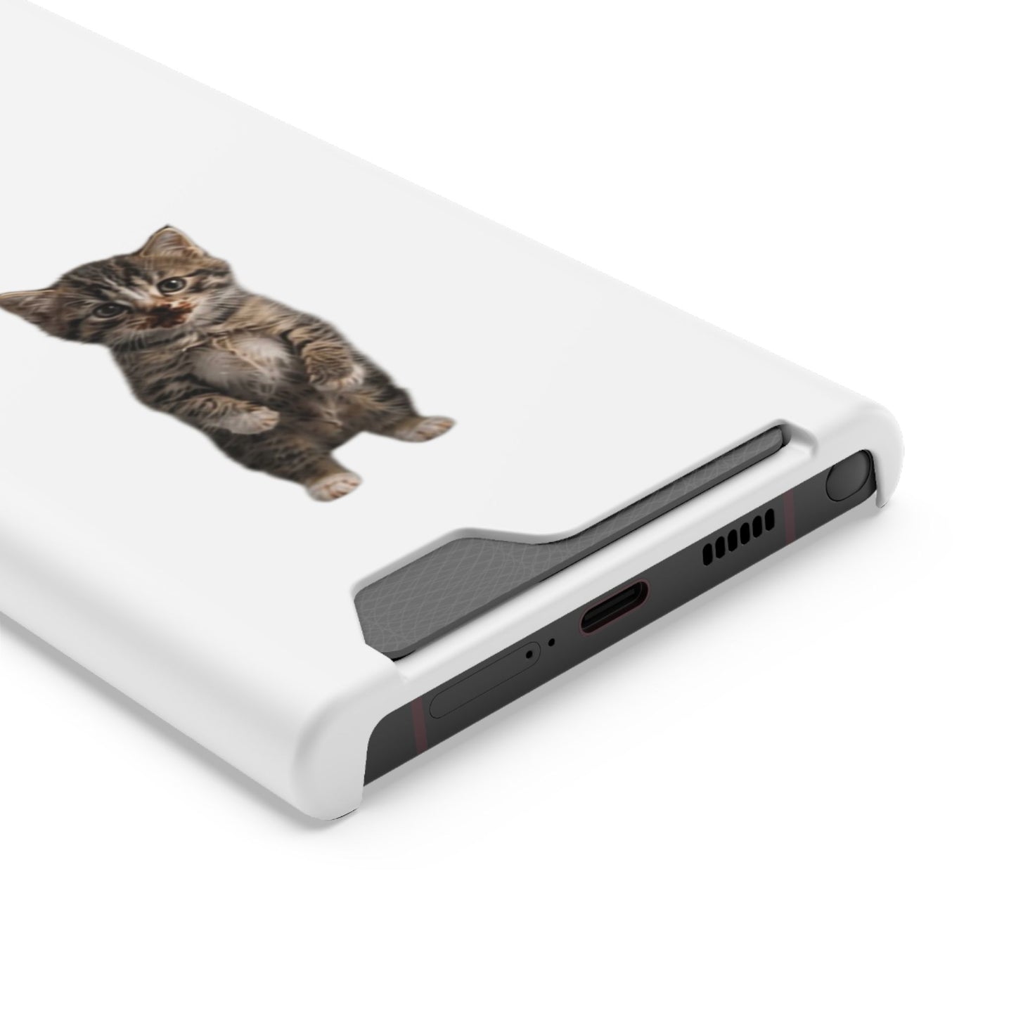 Cute Standing Kitten Phone Case with Card Holder