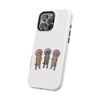Cute Standing Kittens with Shower Caps  Phone Case