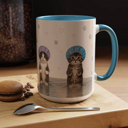 Cute Kittens in Shower Caps Accent Coffee Mug – 11/15oz