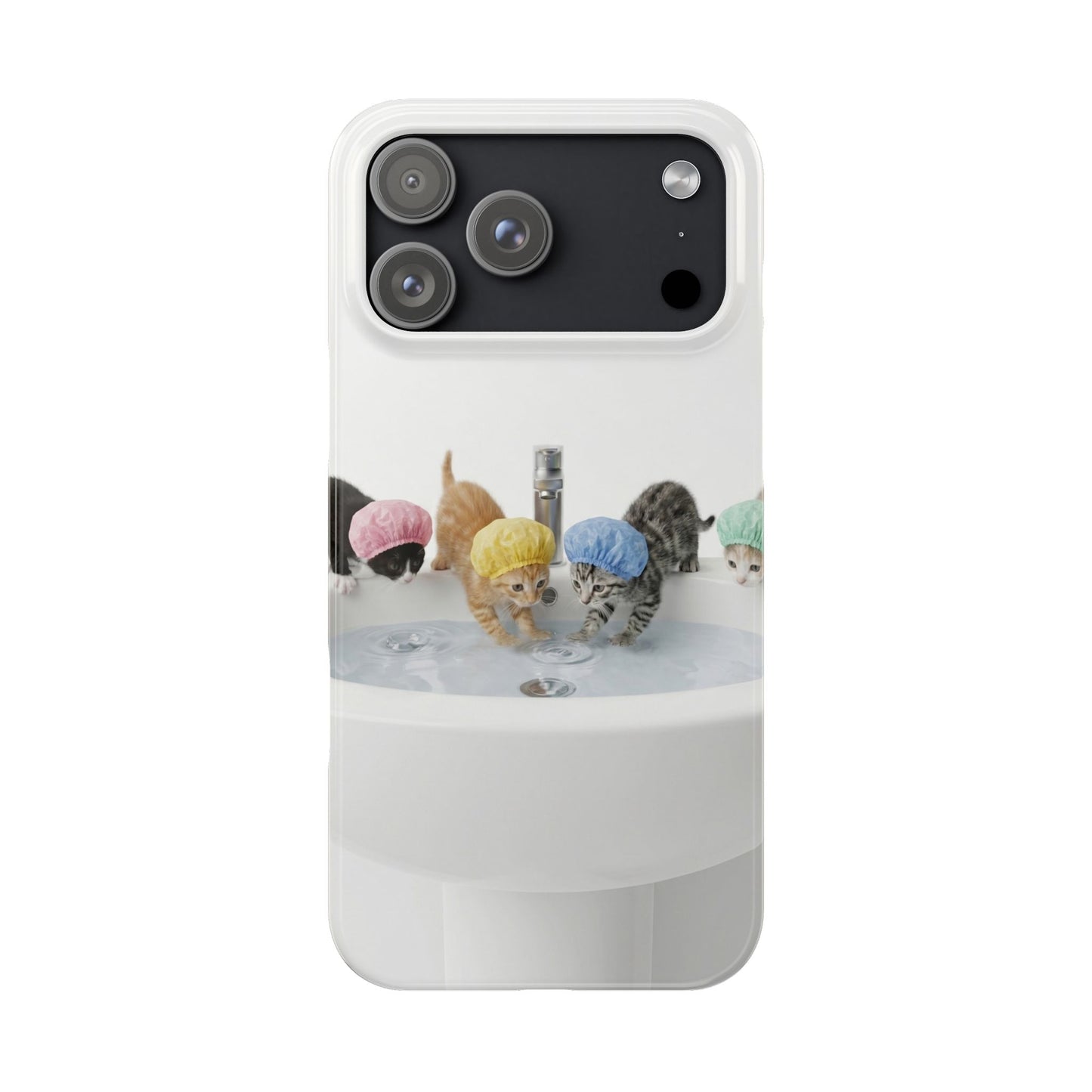 Slim Phone Case — Cute Kittens in Bathtub Design
