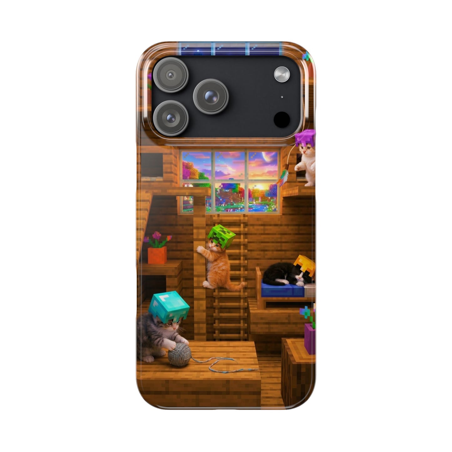 Minecraft Cozy Treehouse Slim Phone Case — Gamer Pixel Cabin Design