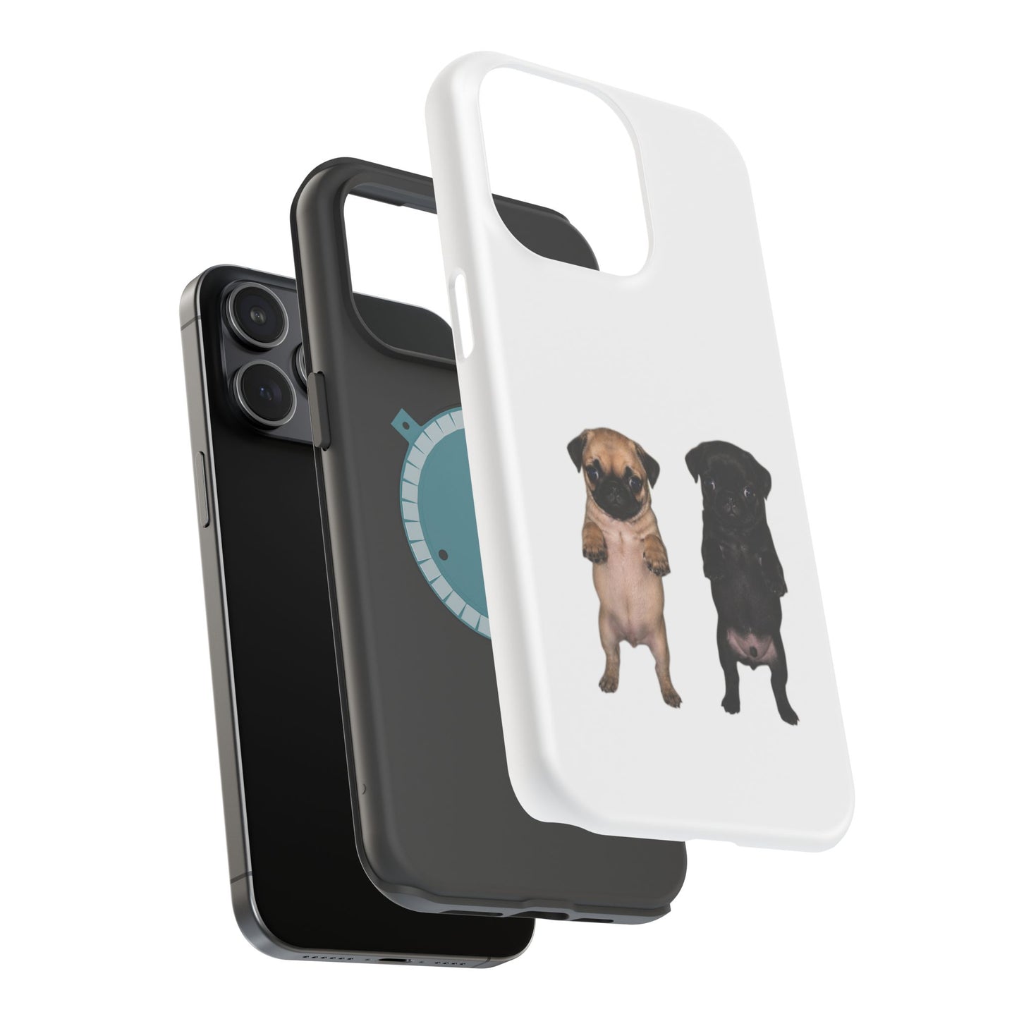 Cute Standing Pug Duo Magnetic Impact-Resistant Phone Case