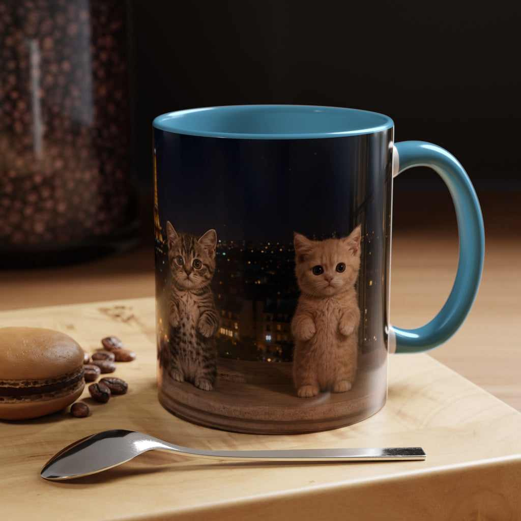 Paris Kittens Coffee Mug — Cute Cat Nightscape Accent Mug (11/15 oz)