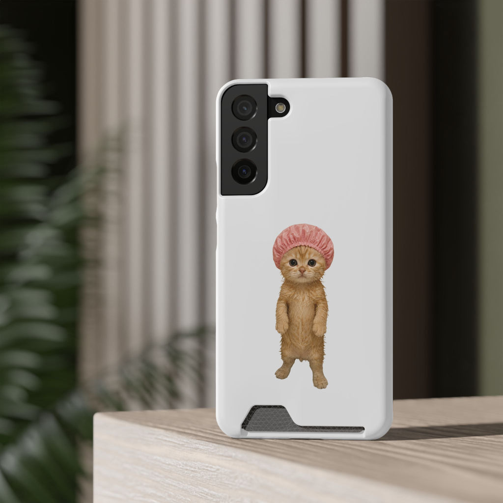 Cute Cat Shower Cap Phone Card Case
