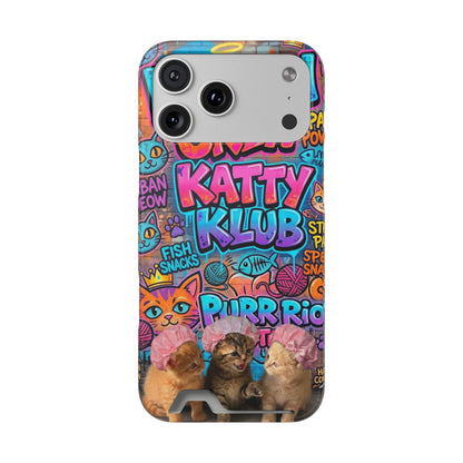 Cat Crew Katty Klub Phone Card Case — Cute Graffiti Kitten Wallet Phone Case