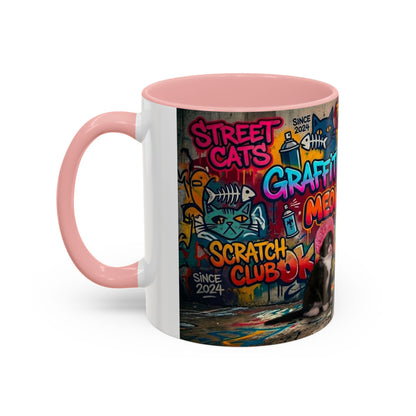 Graffiti Meow Squad Accent Coffee Mug — Cute Kittens ‘Purr-ject’ Street Art Design (11/15oz)