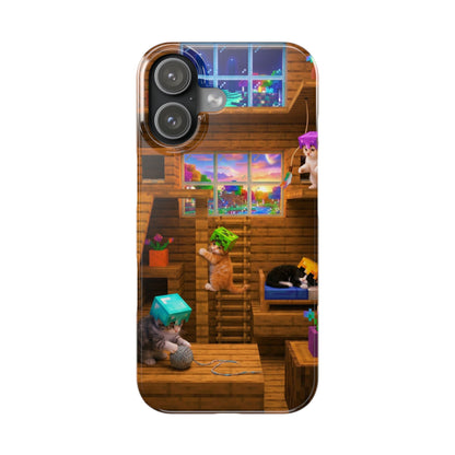 Minecraft Cozy Treehouse Slim Phone Case — Gamer Pixel Cabin Design