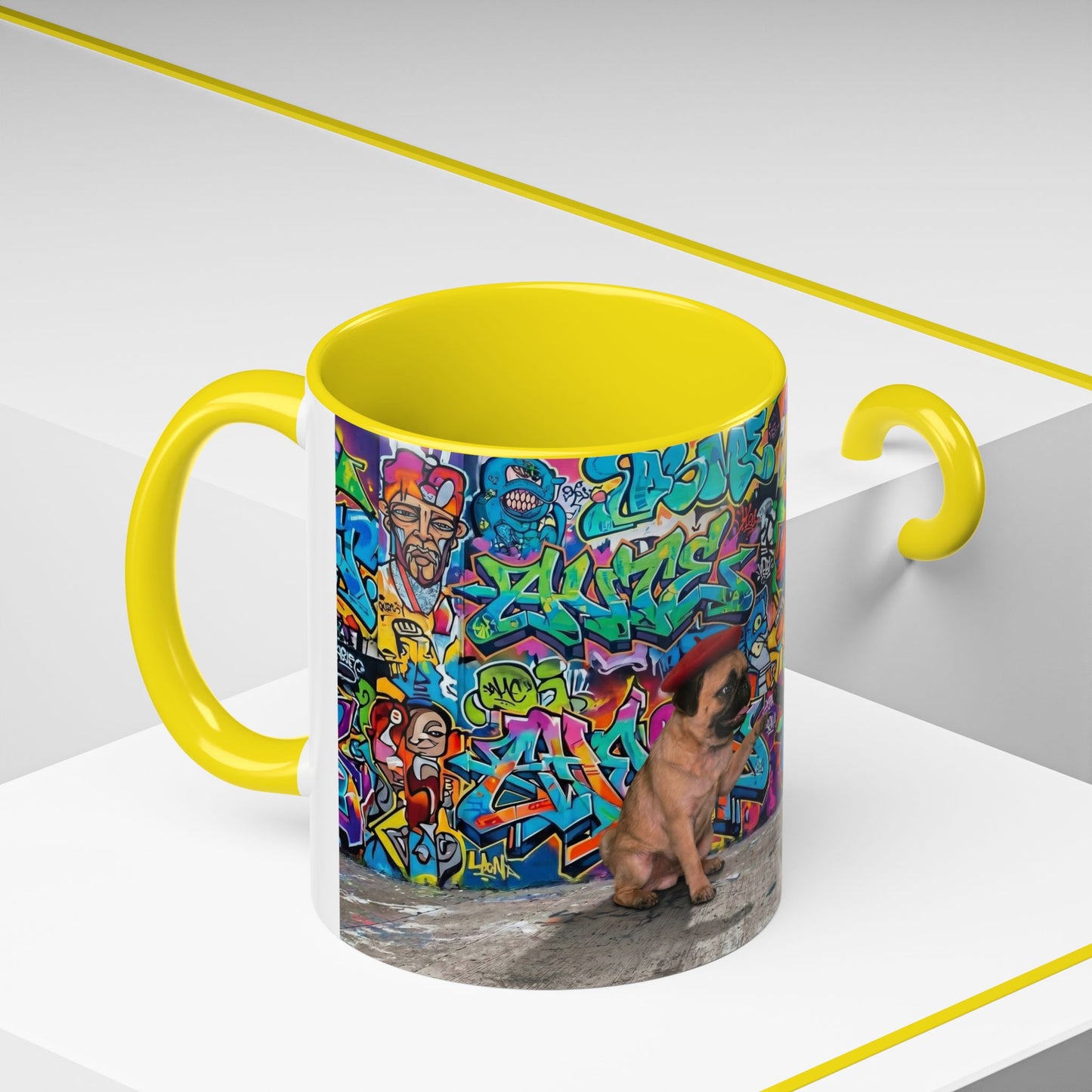 Graffiti Pug Coffee Mug — Colorful Street Art Accent Mug (11/15oz)