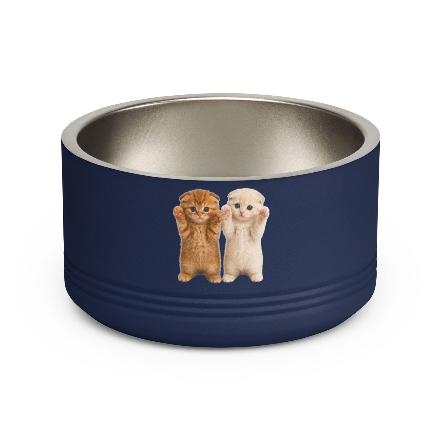 Cute Cat Kitten Pair 18oz Stainless Pet Bowl