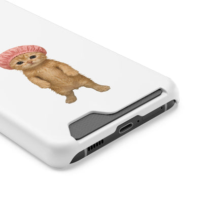 Cute Cat Shower Cap Phone Card Case
