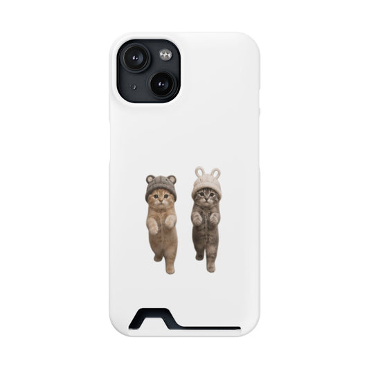Kawaii Cats with Bear & Bunny  Cute Cat Duo Phone Card Case