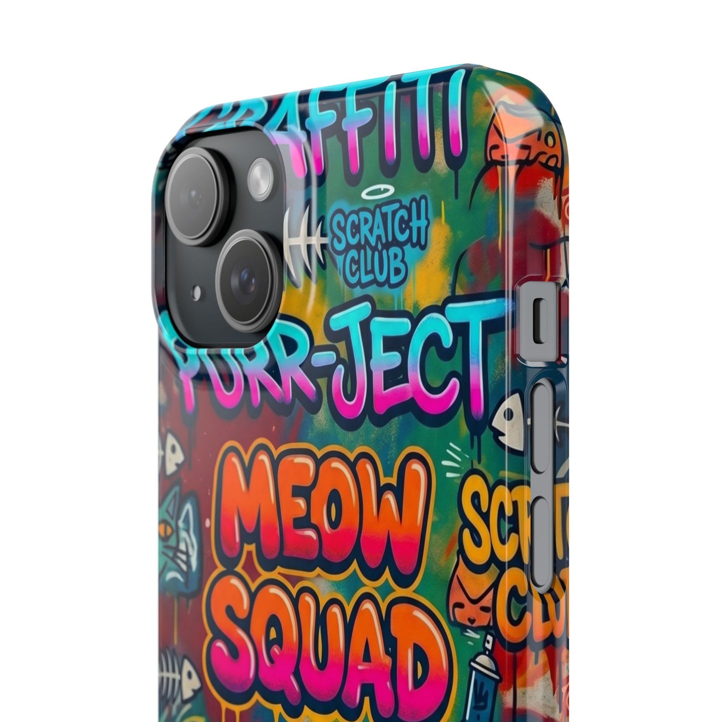 Meow Squad Graffiti Phone Case — Colorful Cat Crew Slim Case