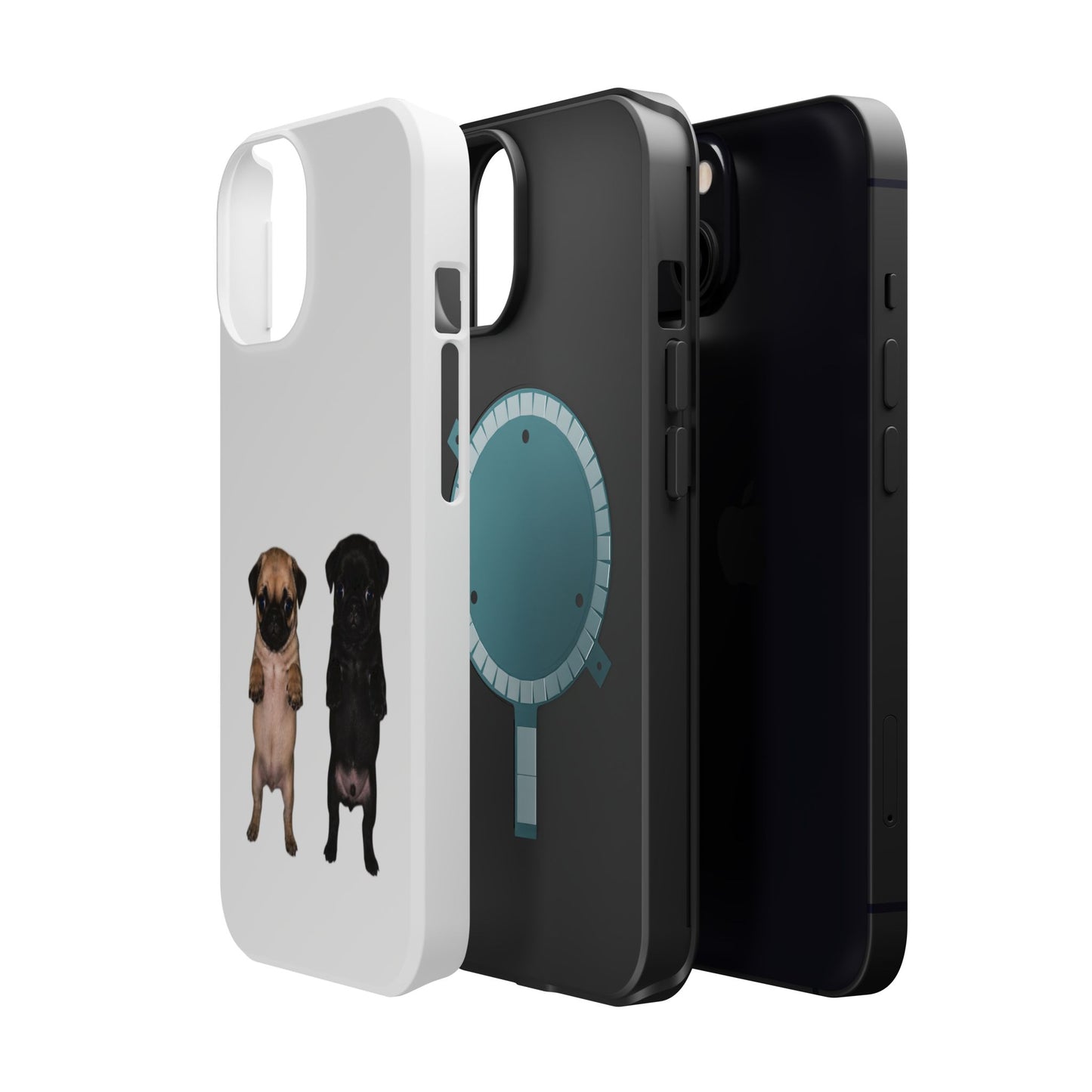 Cute Standing Pug Duo Magnetic Impact-Resistant Phone Case