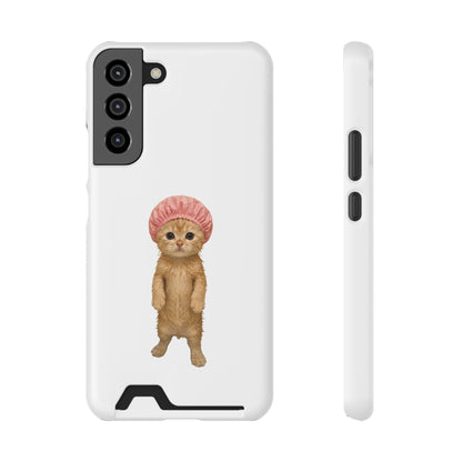 Cute Cat Shower Cap Phone Card Case