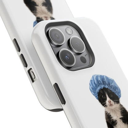 Cute Cat in Shower Cap Magnetic Impact-Resistant Phone Case