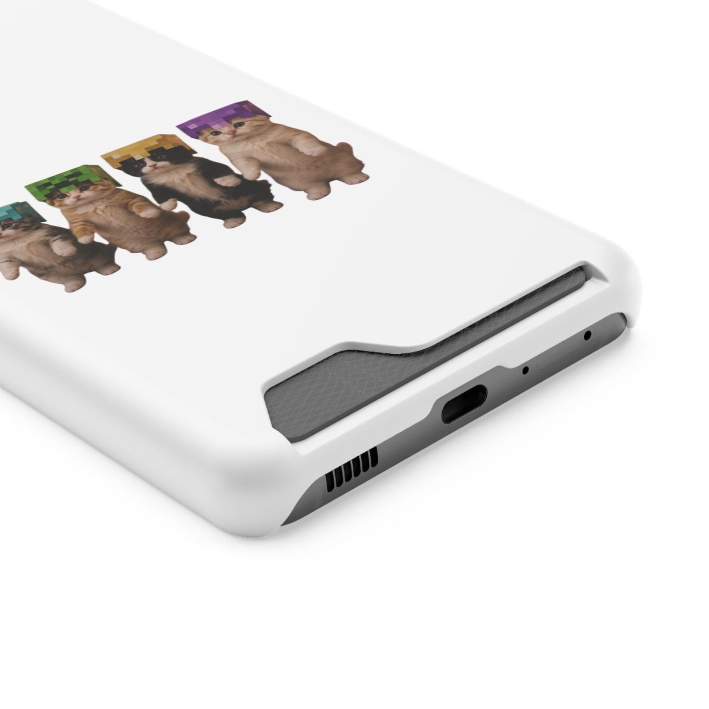 Minecraft Kittens Cat Phone Case with Card Holder