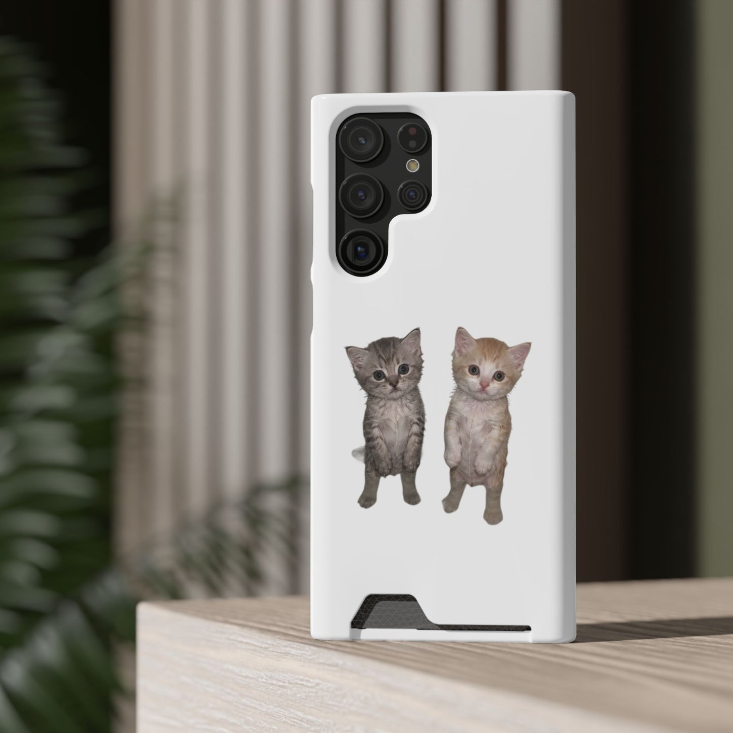 Duo Cute Kitten Phone Case with Card Holder