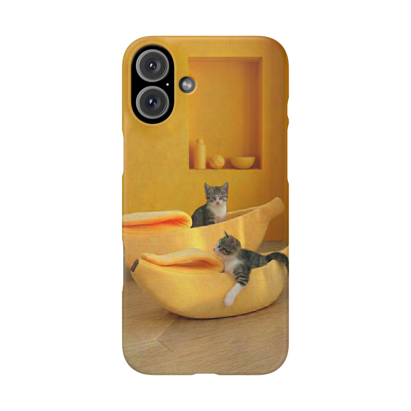 Cat Cozy Phone Case – Cute Kittens in Yellow Living Room Snap Case