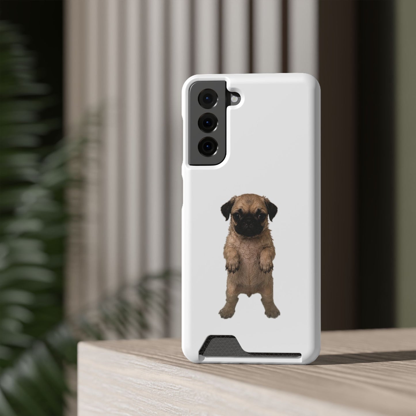Cute Standing  Pug Card Holder Phone Case