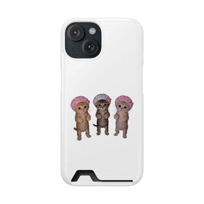 Cute Three Kittens Phone Case with Card Holder