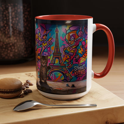 Street Kitties Graffiti Coffee Mug — Colorful Cat Art Accent Mug (11/15oz)
