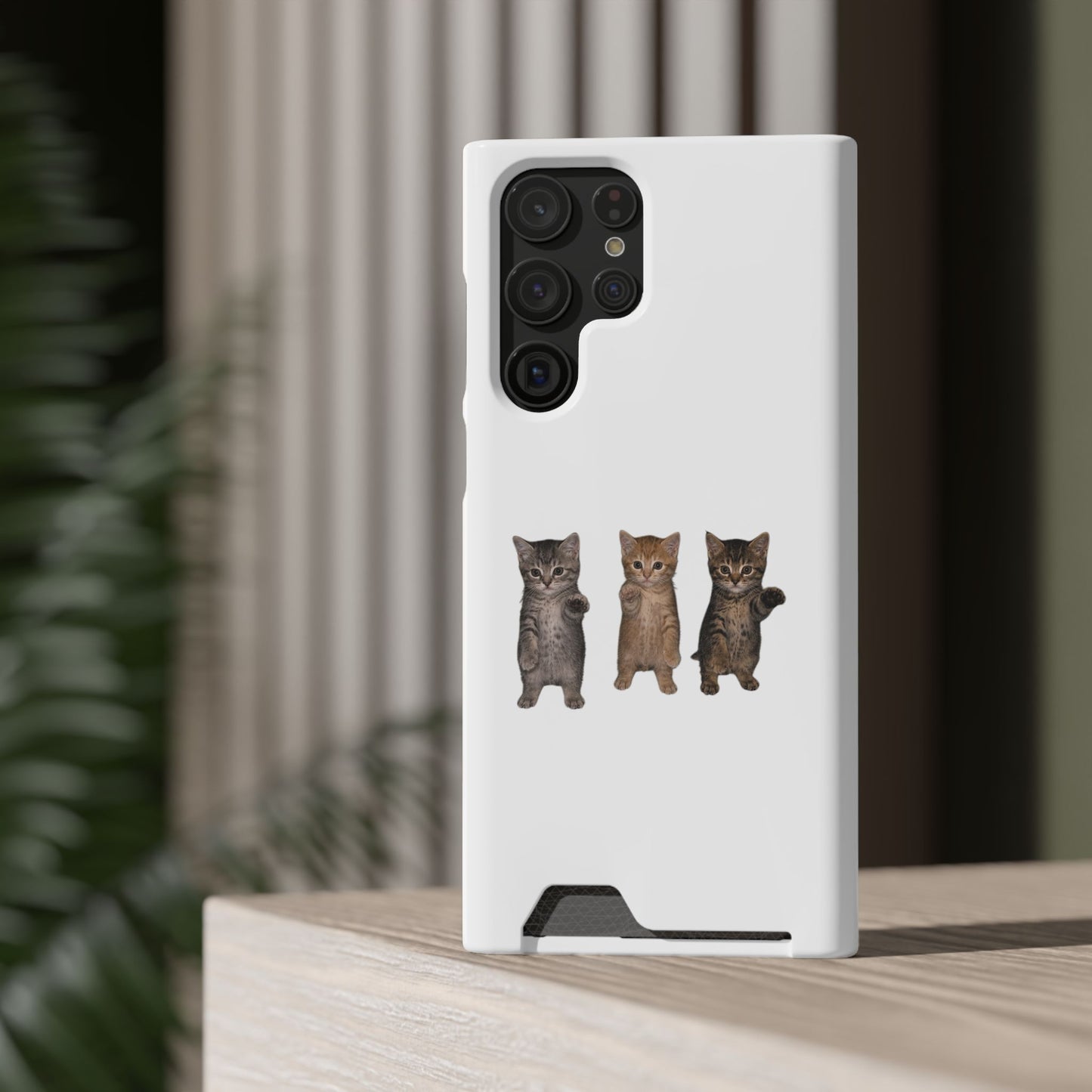 Cute Trio Kittens Phone Case with Card Holder