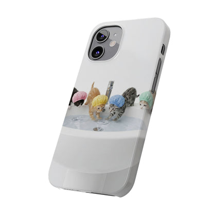 Slim Phone Case — Cute Kittens in Bathtub Design