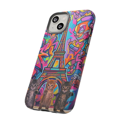 Cat Graffiti Eiffel Phone Case — Colorful Urban Parisian iPhone Cover