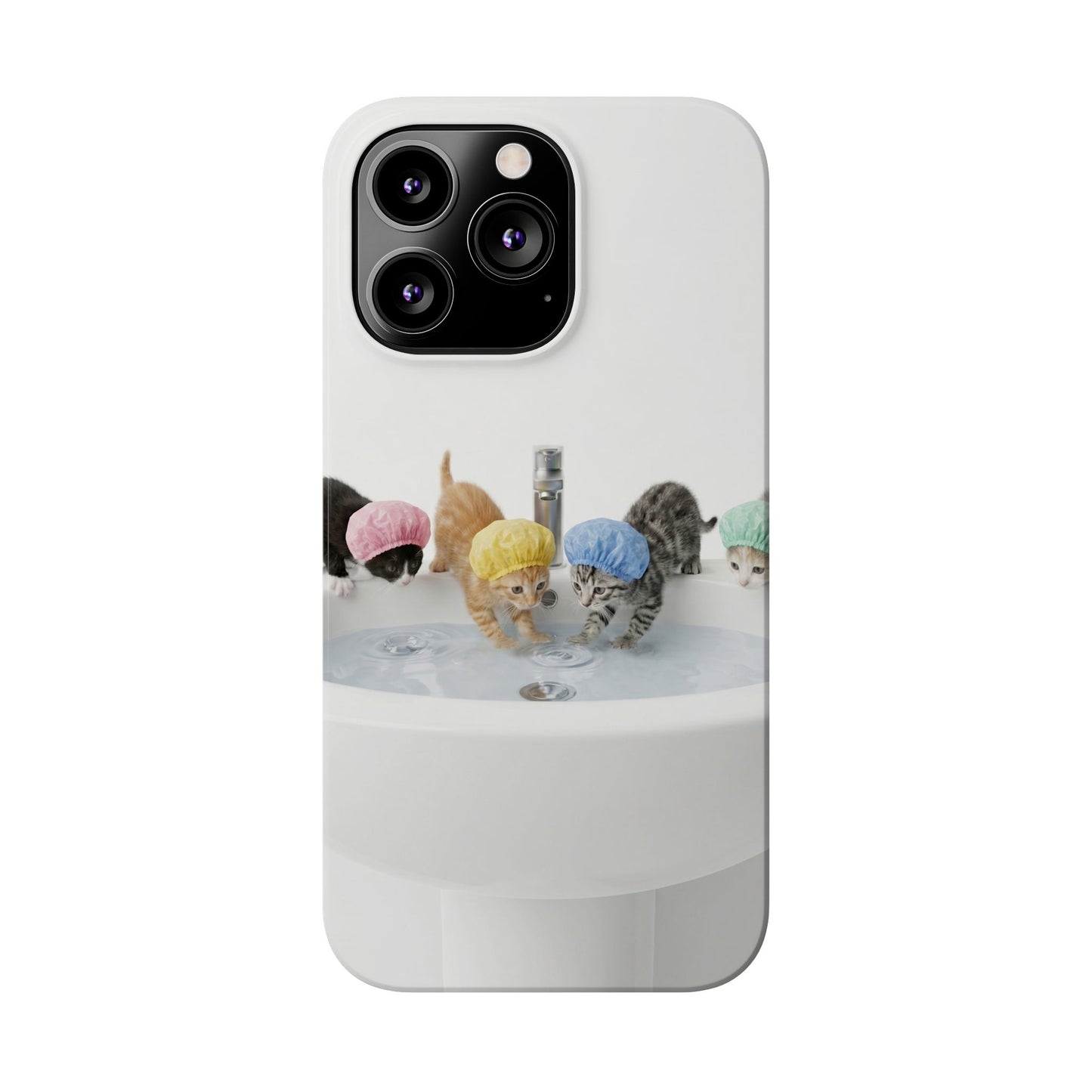 Slim Phone Case — Cute Kittens in Bathtub Design