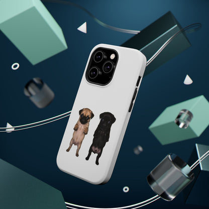Cute Standing Pug Duo Magnetic Impact-Resistant Phone Case