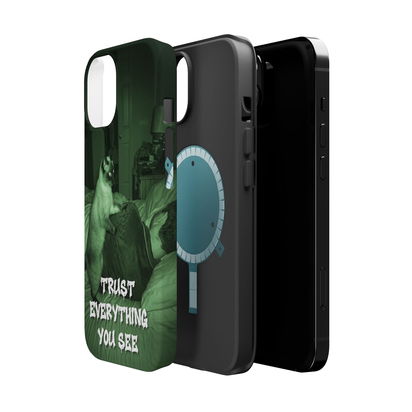 Phone Case 'Trust Everything You See' Green Dog Photo Magnetic Impact-Resistant Case