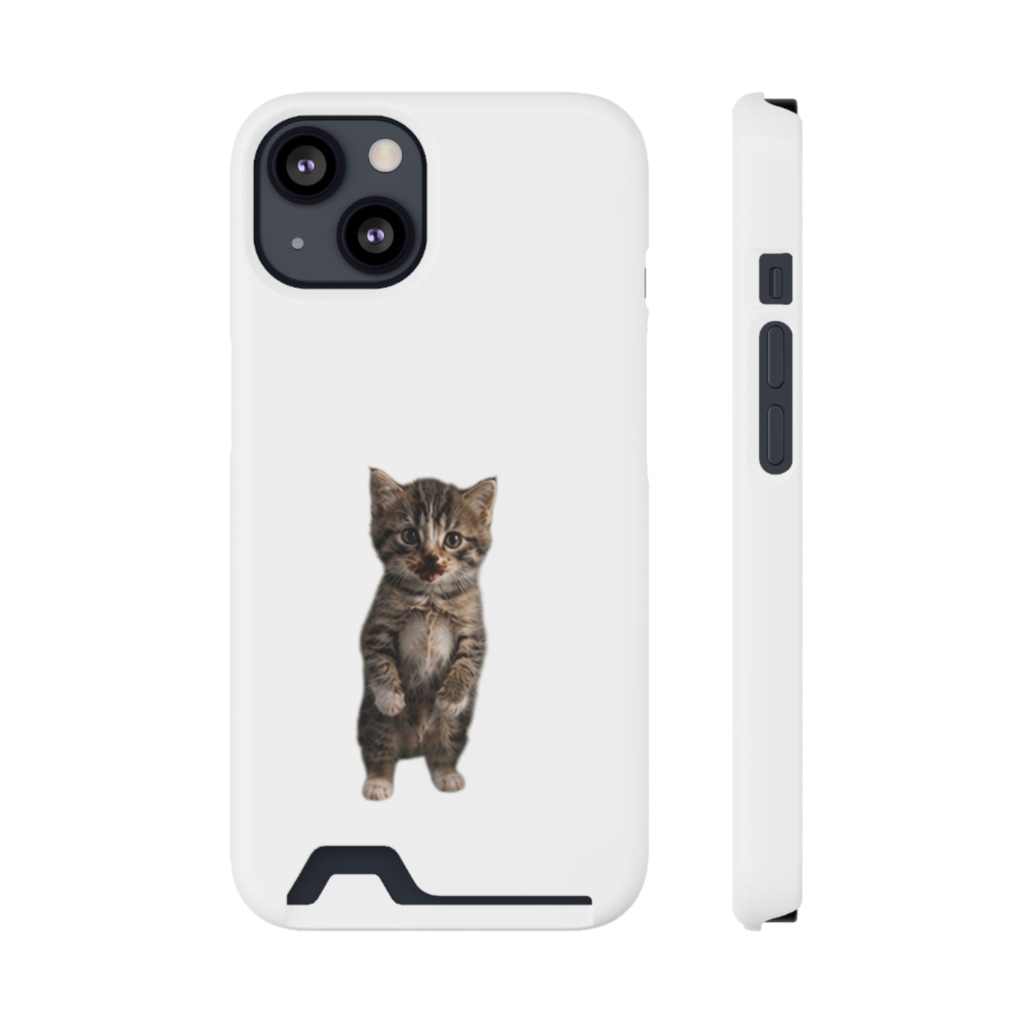Cute Standing Kitten Phone Case with Card Holder