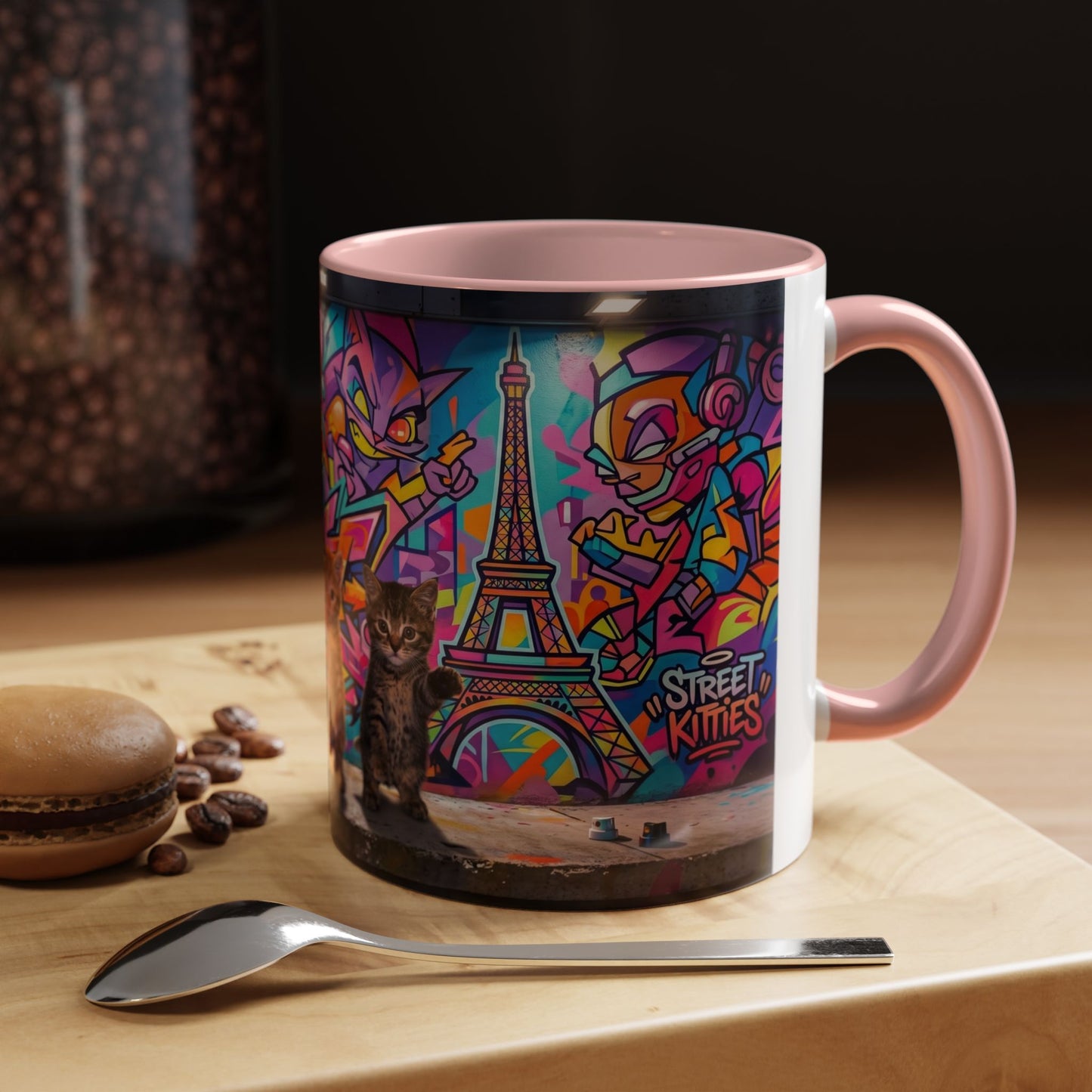 Street Kitties Graffiti Coffee Mug — Colorful Cat Art Accent Mug (11/15oz)