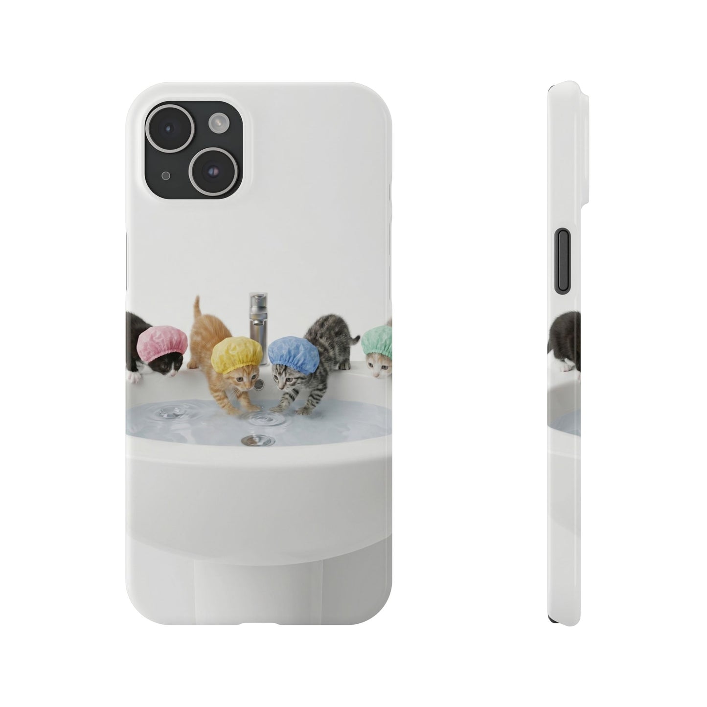 Slim Phone Case — Cute Kittens in Bathtub Design