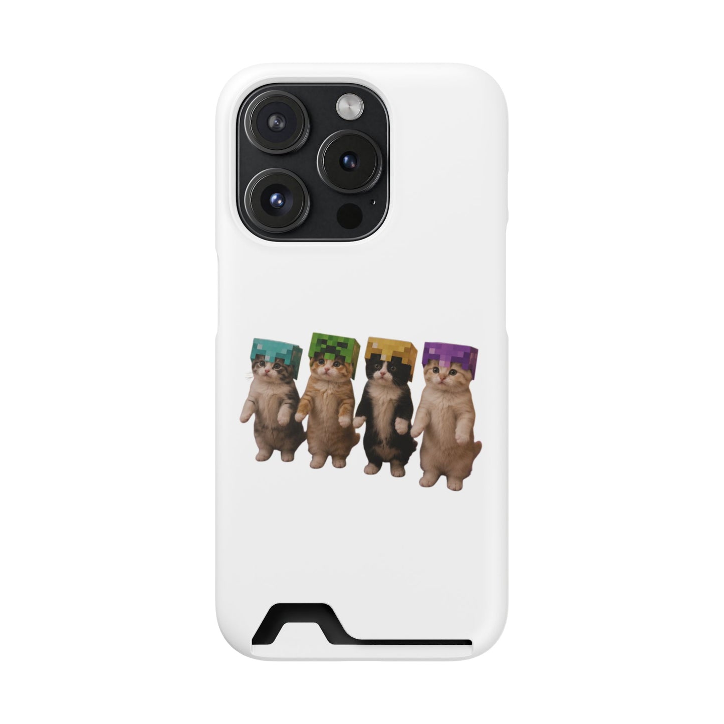 Minecraft Kittens Cat Phone Case with Card Holder