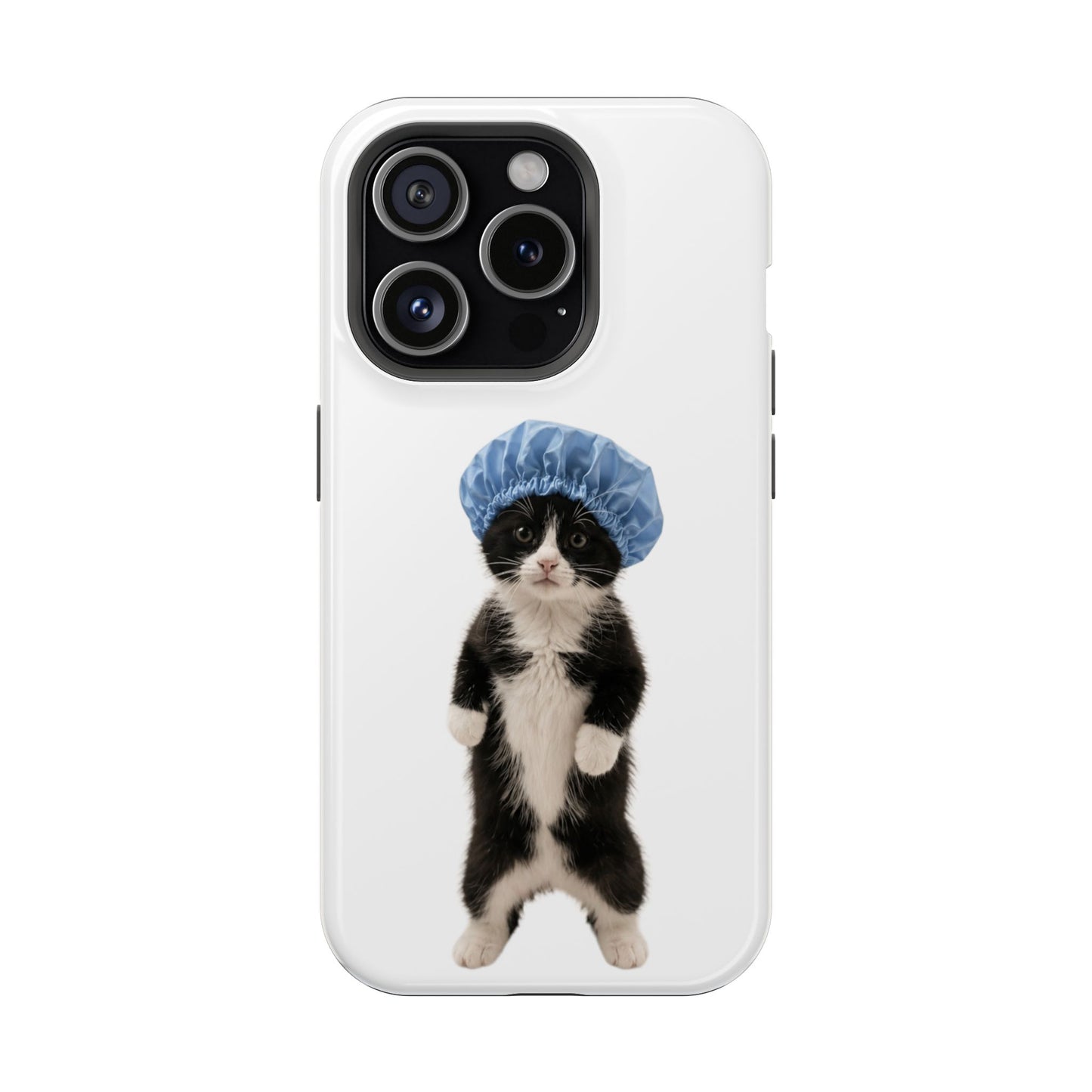 Cute Cat in Shower Cap Magnetic Impact-Resistant Phone Case