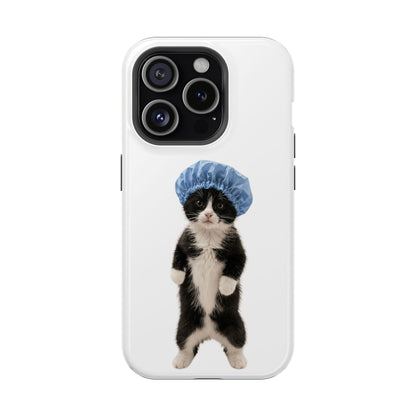 Cute Cat in Shower Cap Magnetic Impact-Resistant Phone Case
