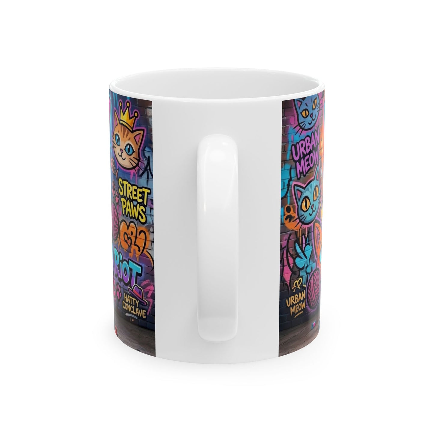 Kitten Crew Ceramic Mug — Colorful Street Art Cat Design (11oz/15oz)