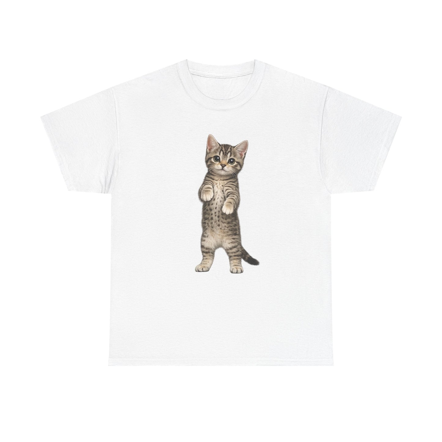 Standing Tabby Kitten T-Shirt — Cute Cat Graphic Tee for Cat Lovers