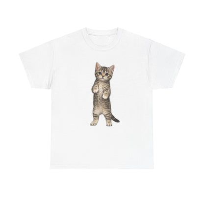 Standing Tabby Kitten T-Shirt — Cute Cat Graphic Tee for Cat Lovers
