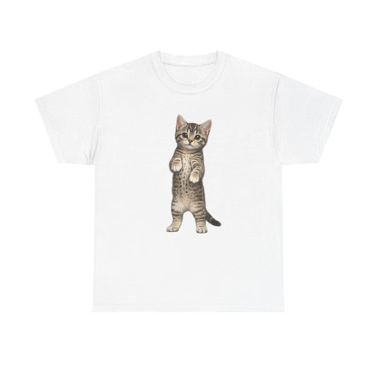 Standing Tabby Kitten T-Shirt — Cute Cat Graphic Tee for Cat Lovers