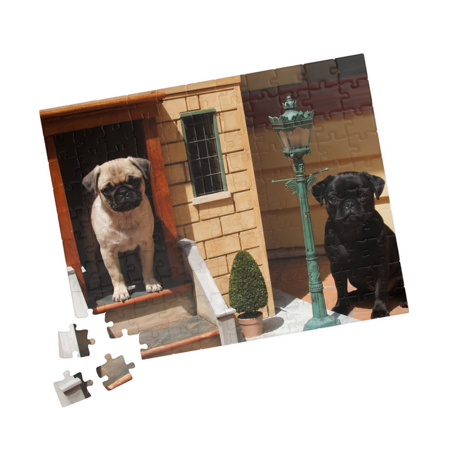 Pug Pair Photo Puzzle — 252/520/1014-Piece Jigsaw