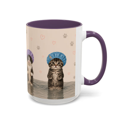 Cute Kittens in Shower Caps Accent Coffee Mug – 11/15oz